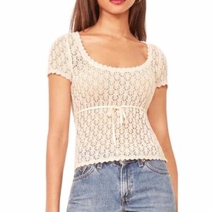 Reformation Polka Top - Ivory